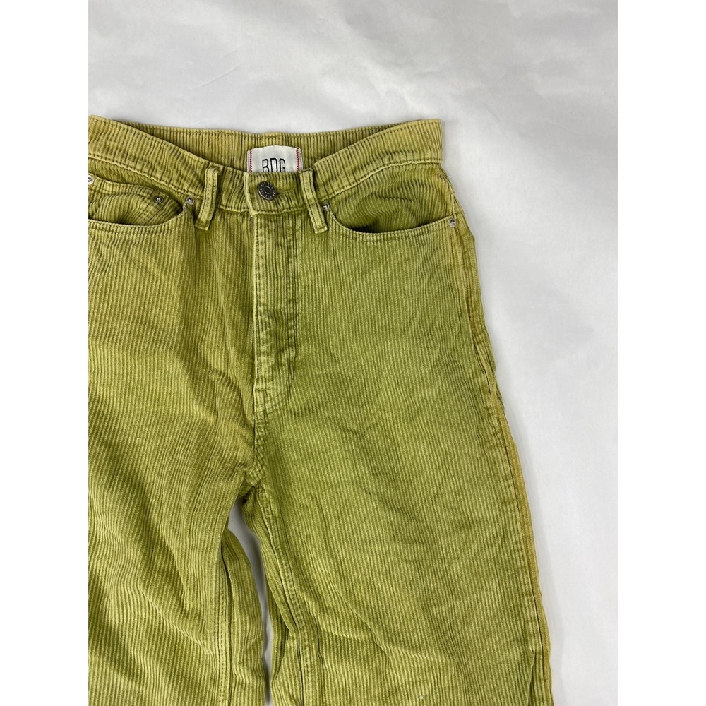 BDG High and Wide Leg Pants Women's Size 26 Green Corduroy - Flawed - Picture 3 of 16